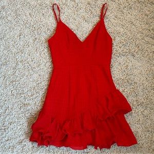 Saints + Secrets Red Ruffle Dress